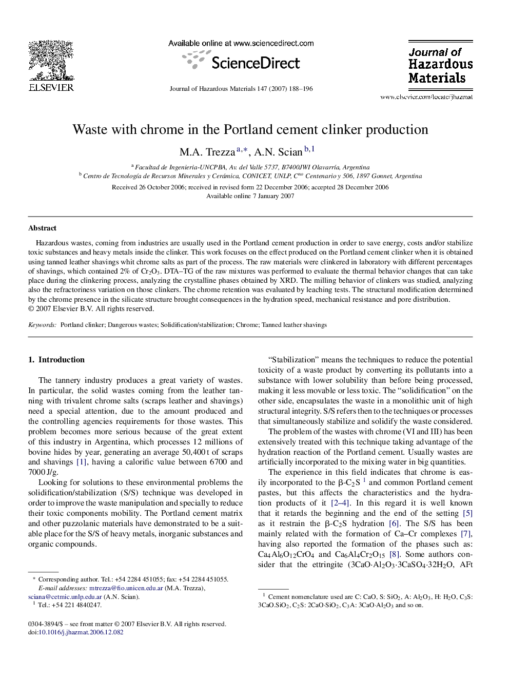 Waste with chrome in the Portland cement clinker production