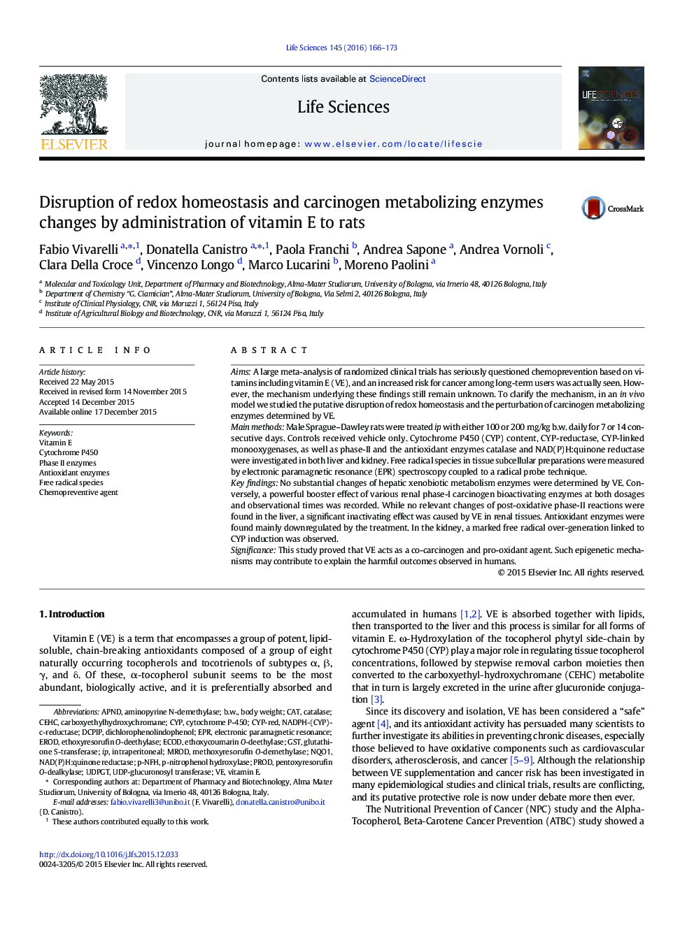 Disruption of redox homeostasis and carcinogen metabolizing enzymes changes by administration of vitamin E to rats