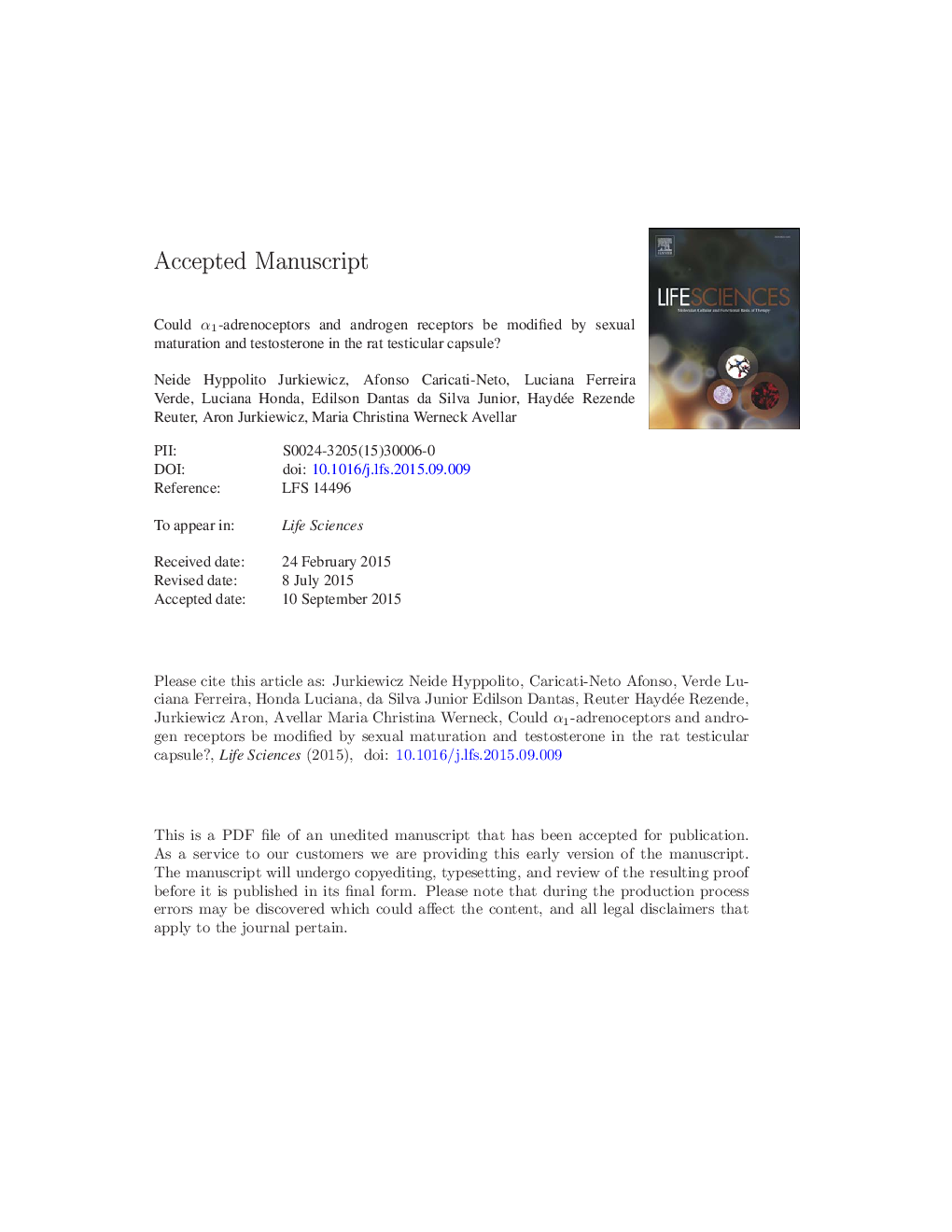 Could Î±1-adrenoceptors and androgen receptors be modified by sexual maturation and testosterone in the rat testicular capsule?