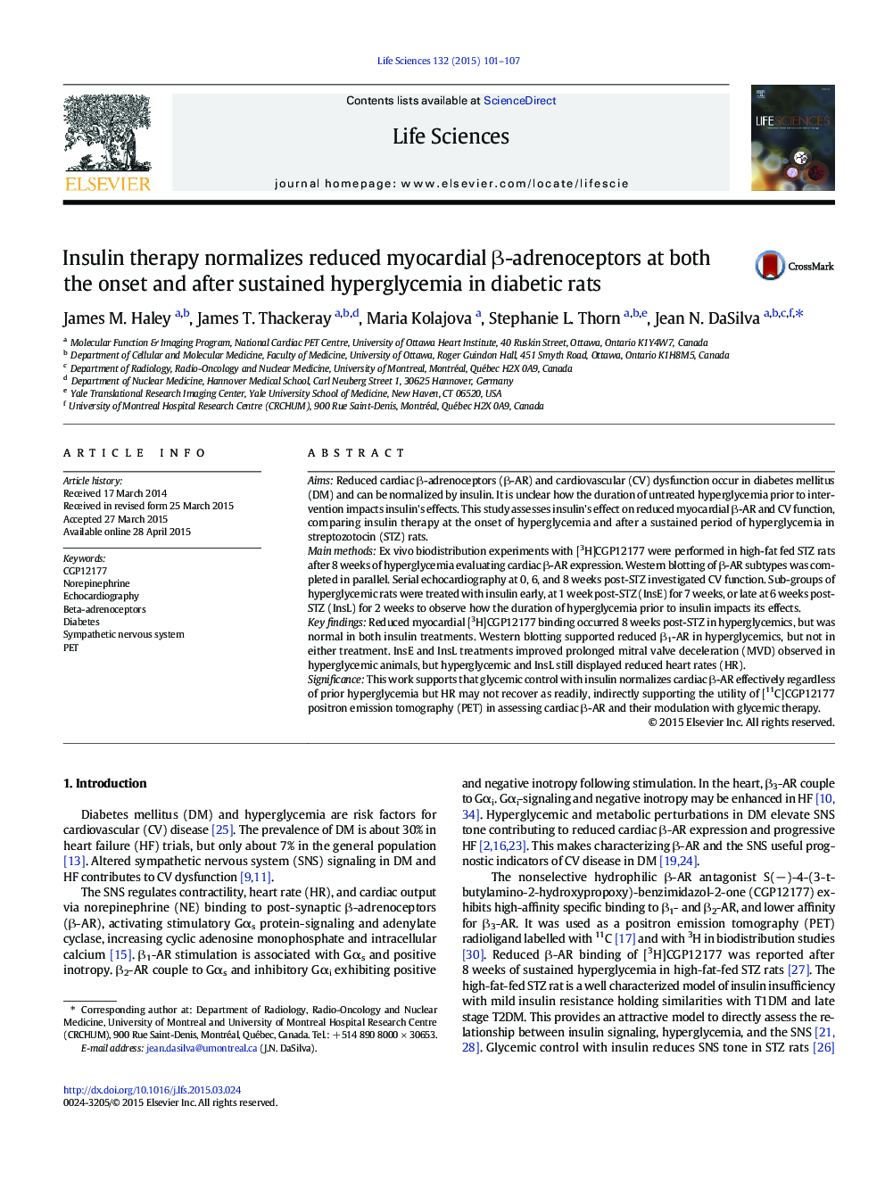 Insulin therapy normalizes reduced myocardial Î²-adrenoceptors at both the onset and after sustained hyperglycemia in diabetic rats