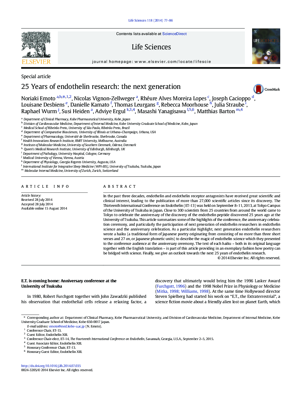 25Â Years of endothelin research: the next generation