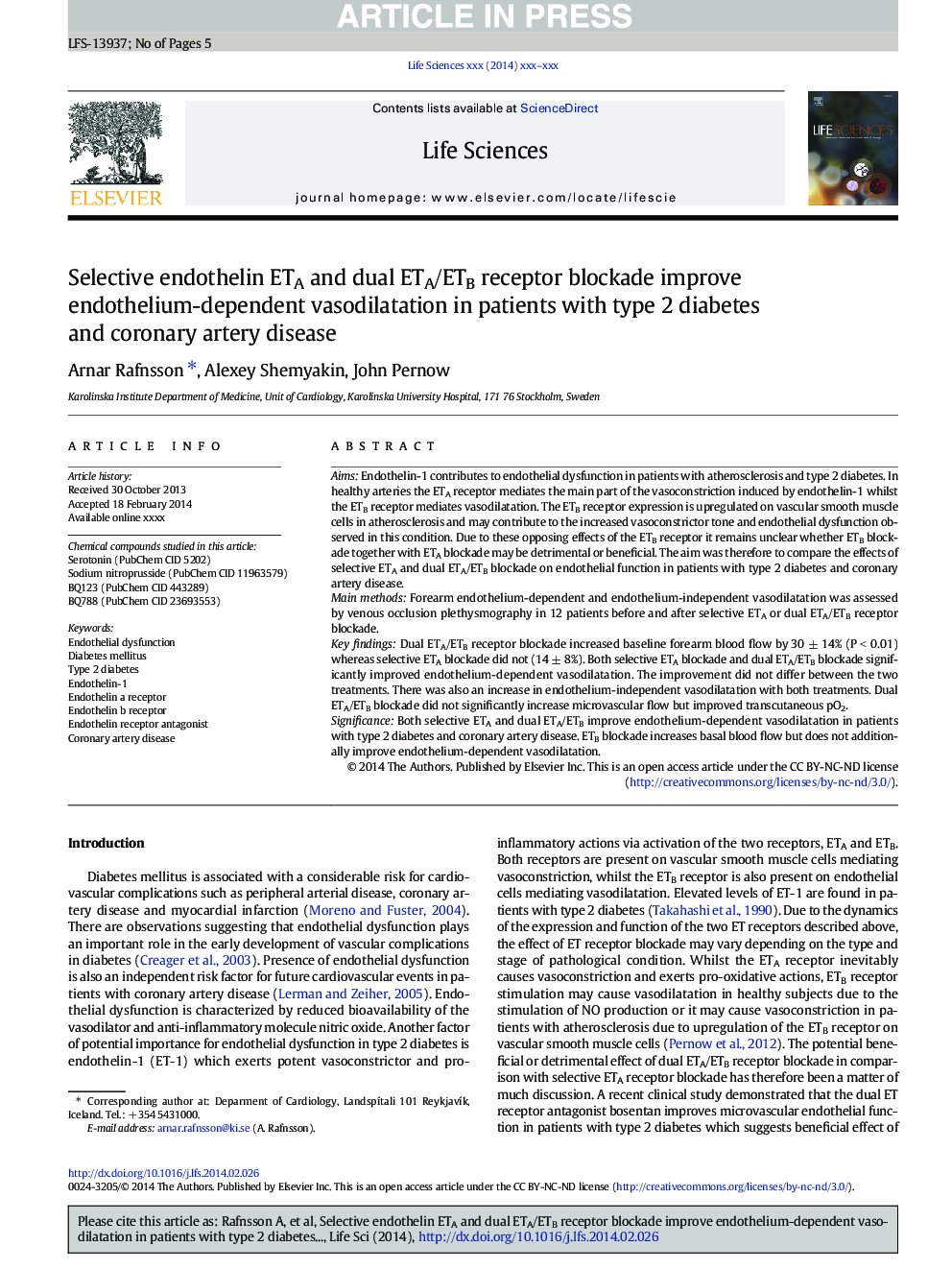 Selective endothelin ETA and dual ETA/ETB receptor blockade improve endothelium-dependent vasodilatation in patients with type 2 diabetes and coronary artery disease
