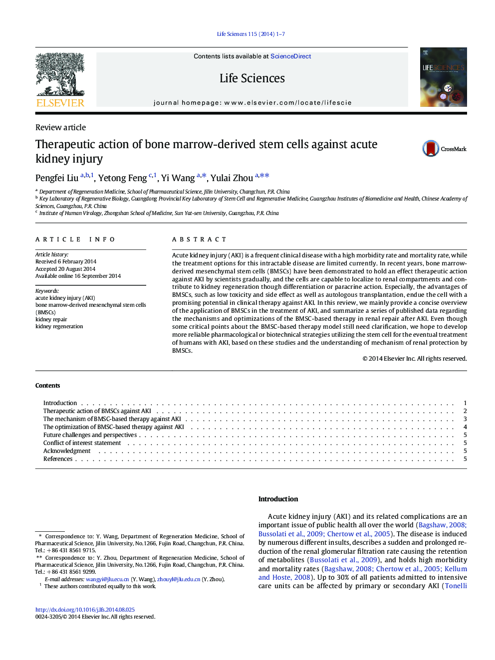 Review articleTherapeutic action of bone marrow-derived stem cells against acute kidney injury