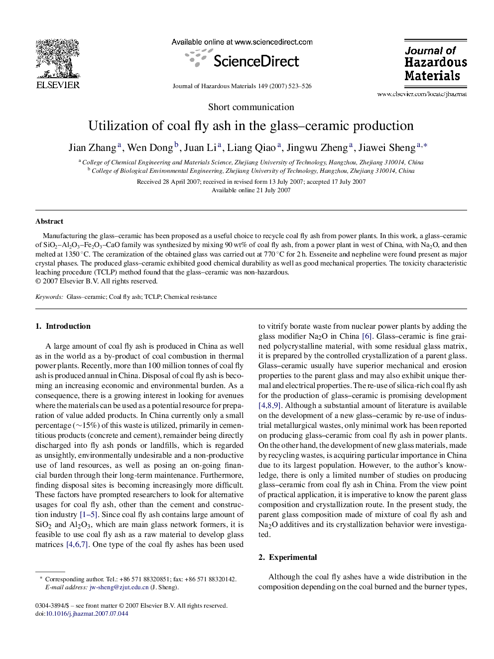 Utilization of coal fly ash in the glass-ceramic production