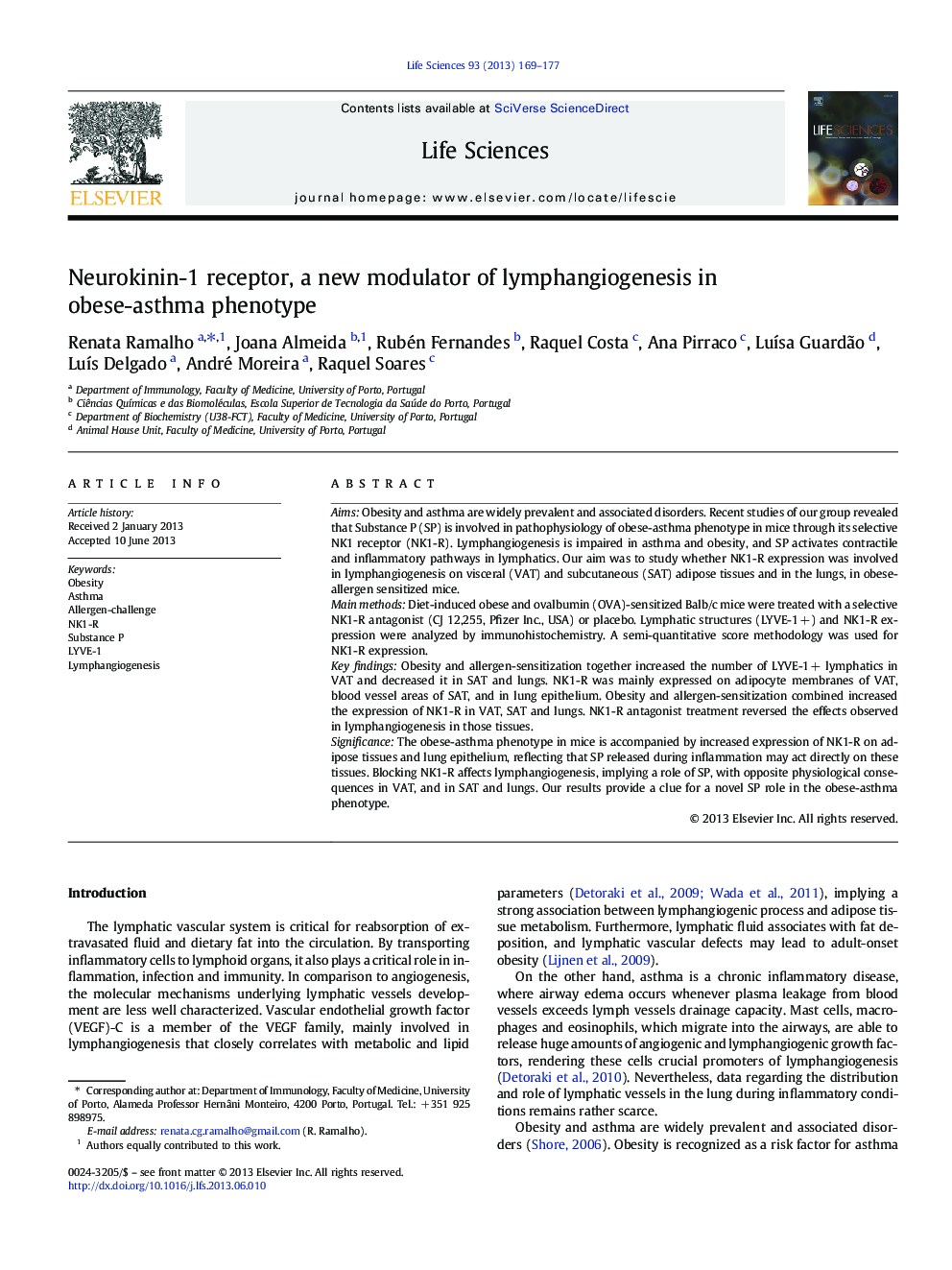 Neurokinin-1 receptor, a new modulator of lymphangiogenesis in obese-asthma phenotype