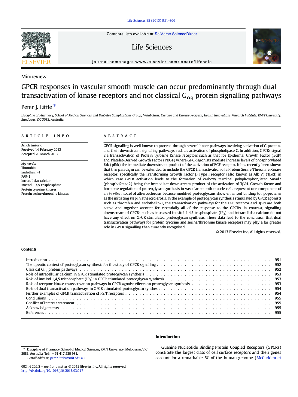 GPCR responses in vascular smooth muscle can occur predominantly through dual transactivation of kinase receptors and not classical GÎ±q protein signalling pathways