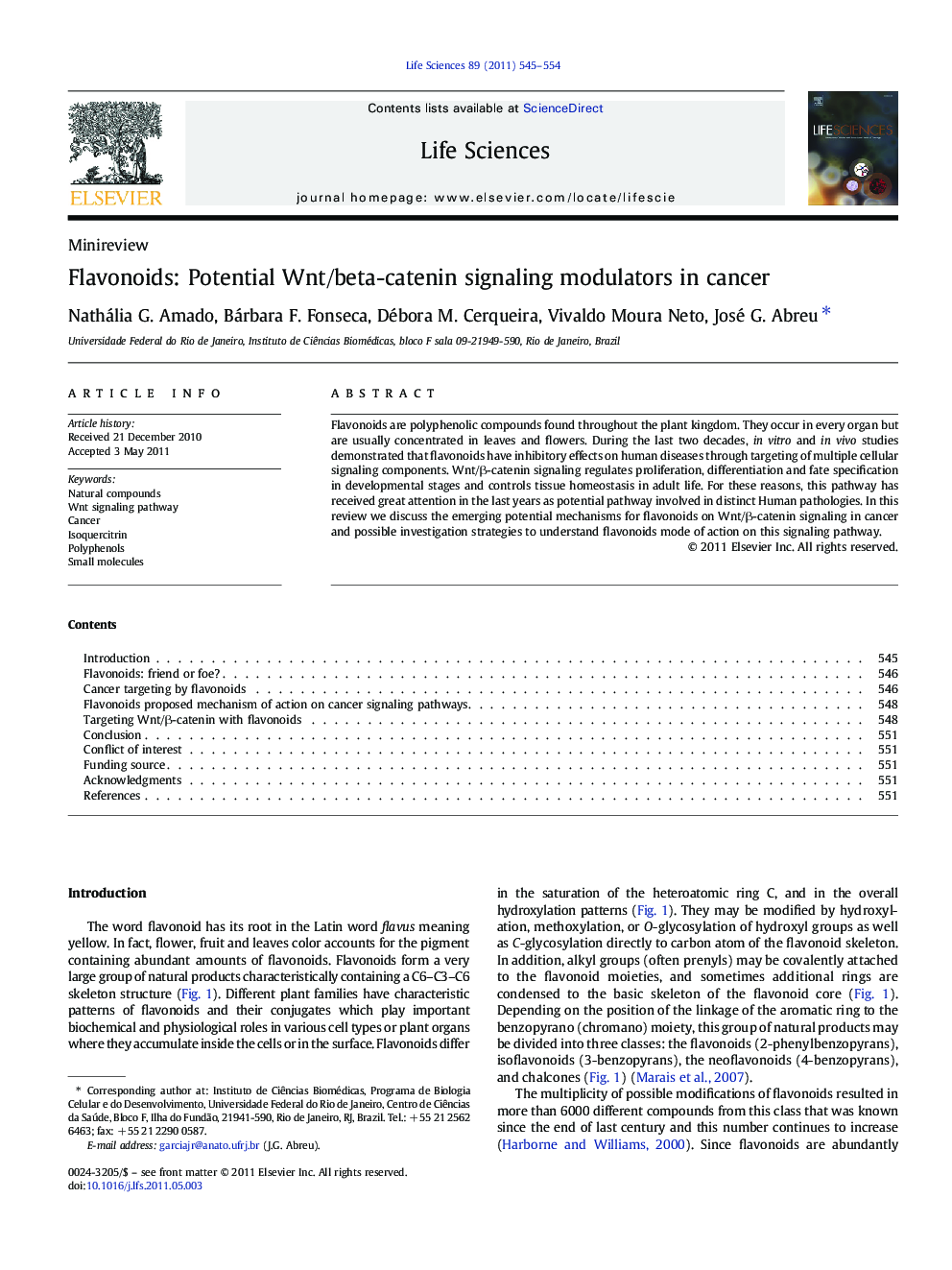 Flavonoids: Potential Wnt/beta-catenin signaling modulators in cancer