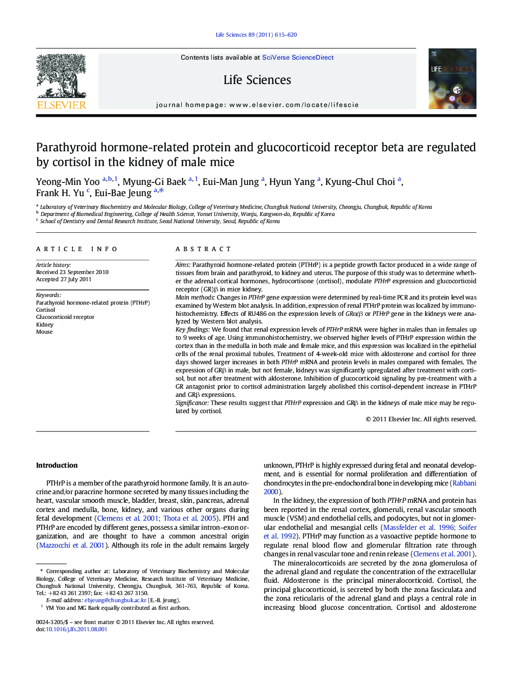 Parathyroid hormone-related protein and glucocorticoid receptor beta are regulated by cortisol in the kidney of male mice