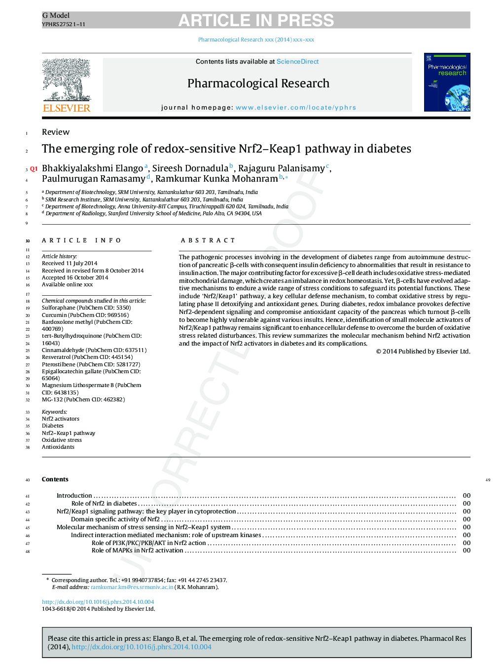 The emerging role of redox-sensitive Nrf2-Keap1 pathway in diabetes