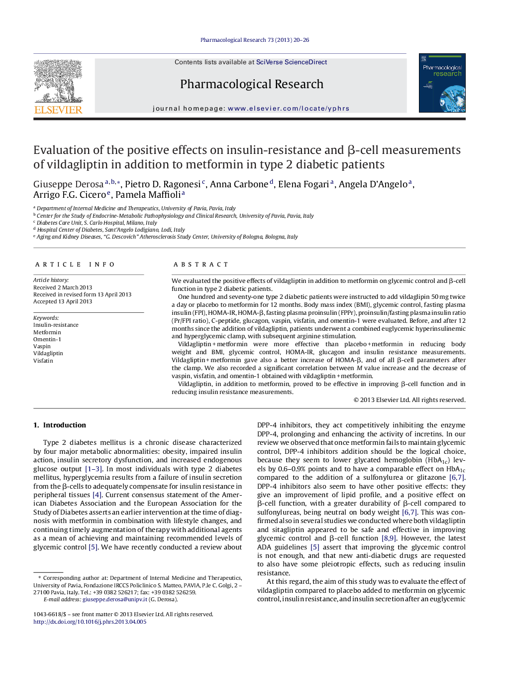 RETRACTED: Evaluation of the positive effects on insulin-resistance and Î²-cell measurements of vildagliptin in addition to metformin in type 2 diabetic patients