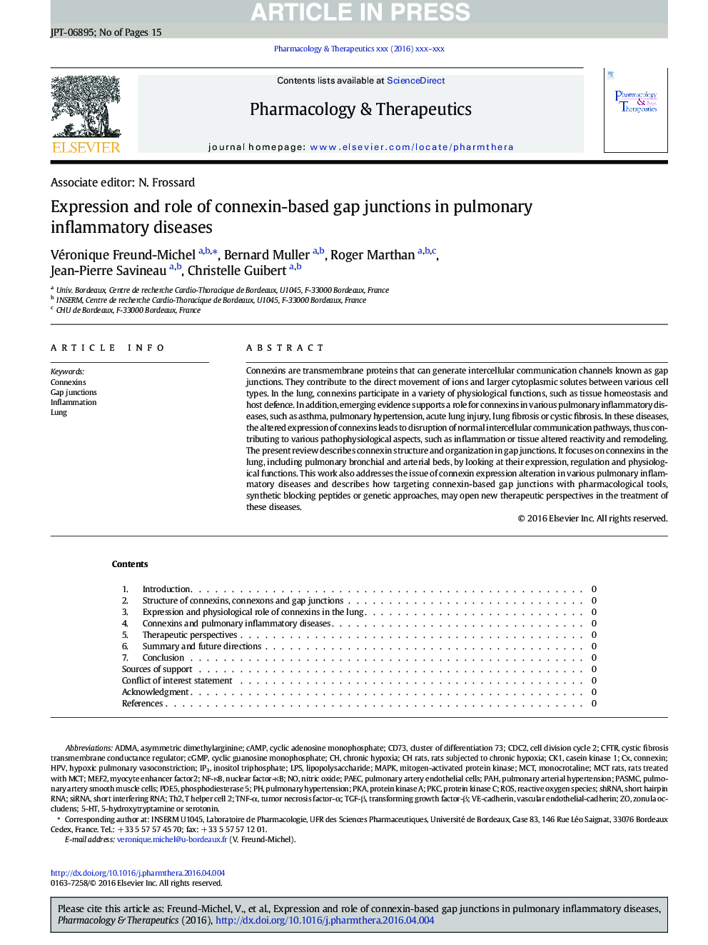 Expression and role of connexin-based gap junctions in pulmonary inflammatory diseases