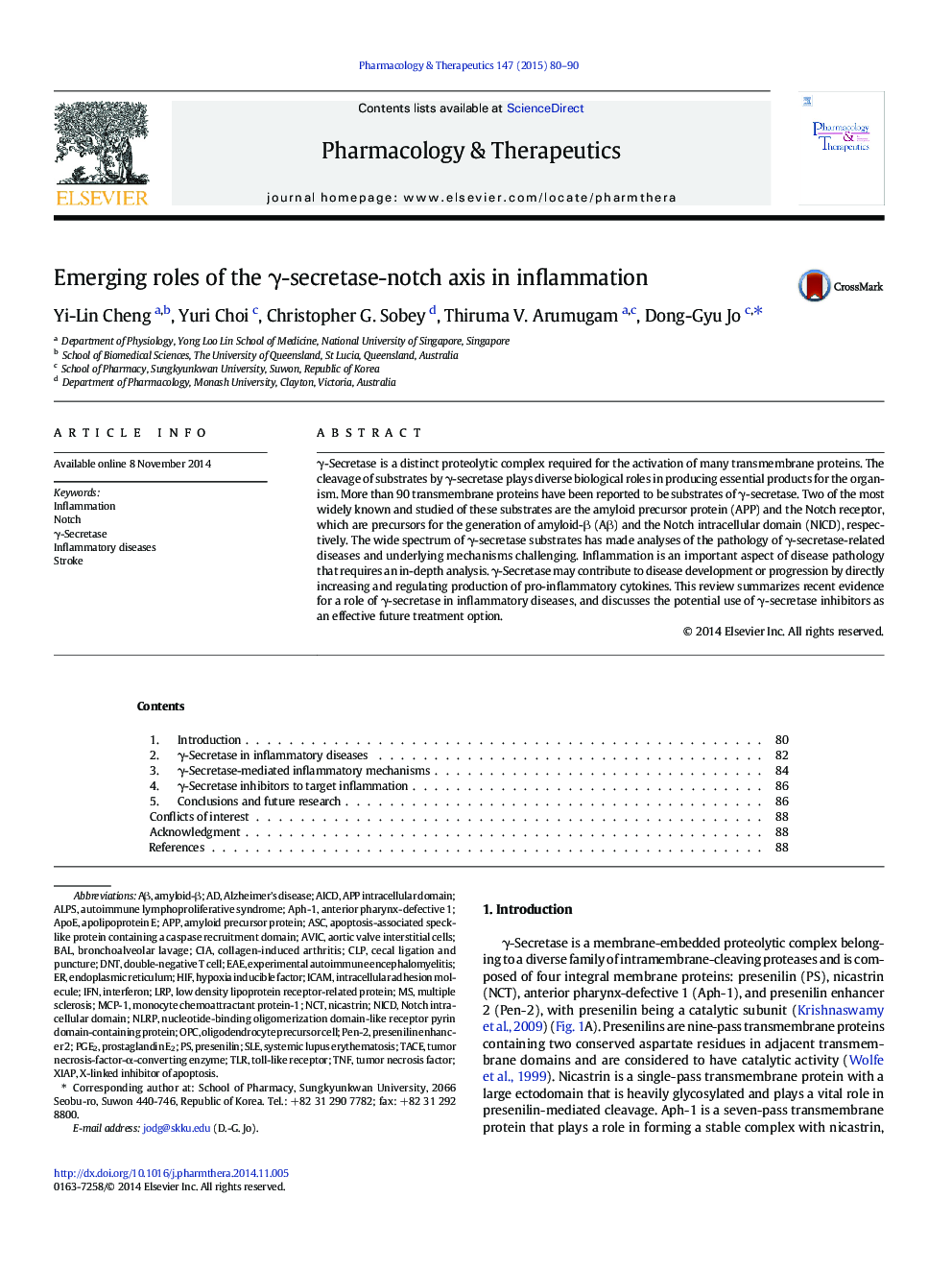 Emerging roles of the Î³-secretase-notch axis in inflammation