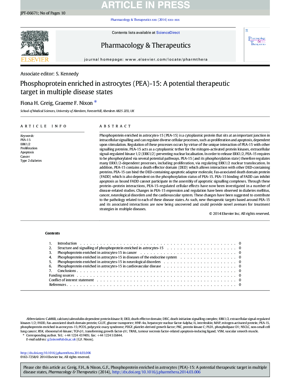 Phosphoprotein enriched in astrocytes (PEA)-15: A potential therapeutic target in multiple disease states