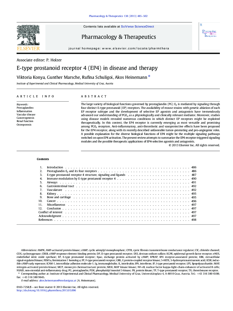 E-type prostanoid receptor 4 (EP4) in disease and therapy