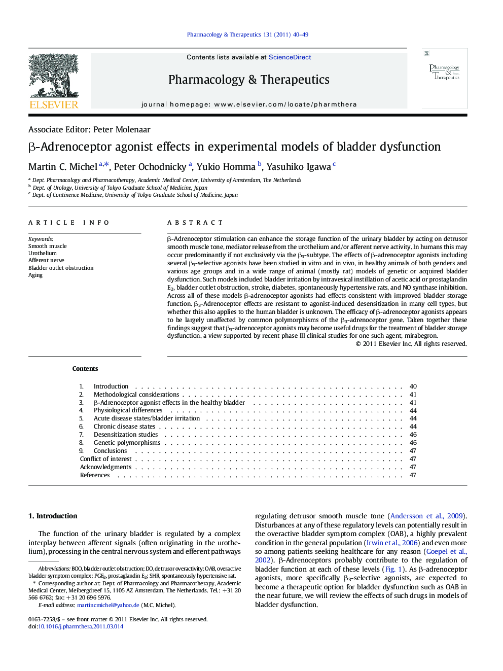 Associate Editor: Peter MolenaarÎ²-Adrenoceptor agonist effects in experimental models of bladder dysfunction