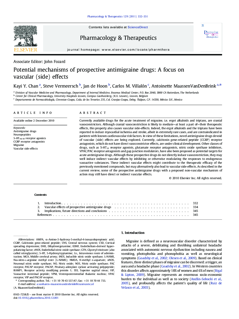 Potential mechanisms of prospective antimigraine drugs: A focus on vascular (side) effects