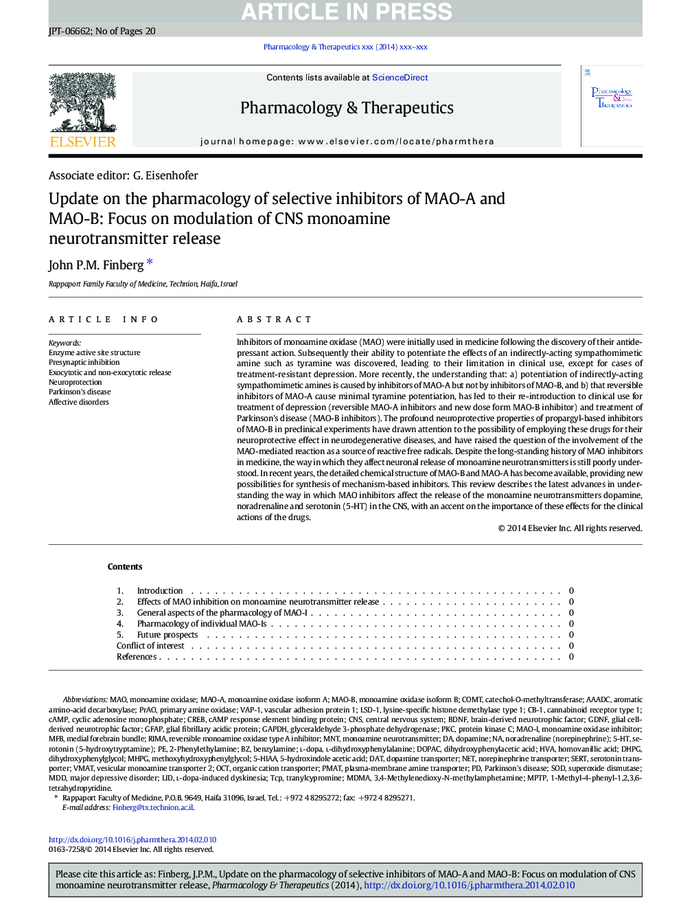 Update on the pharmacology of selective inhibitors of MAO-A and MAO-B: Focus on modulation of CNS monoamine neurotransmitter release