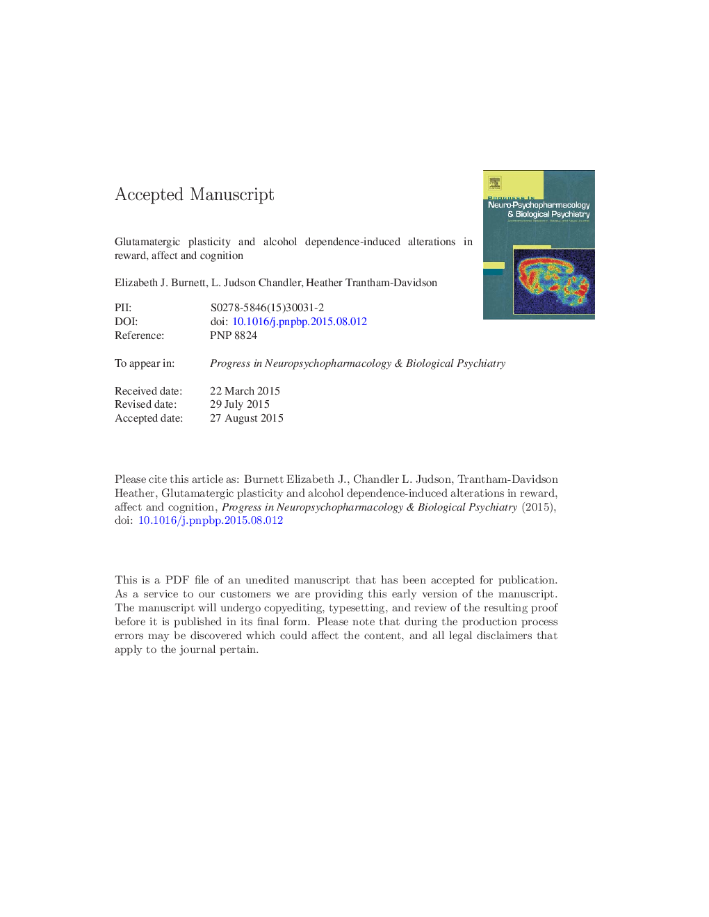 Glutamatergic plasticity and alcohol dependence-induced alterations in reward, affect and cognition