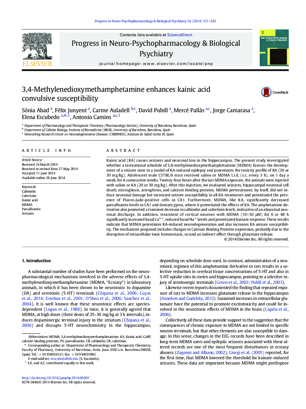 3,4-Methylenedioxymethamphetamine enhances kainic acid convulsive susceptibility