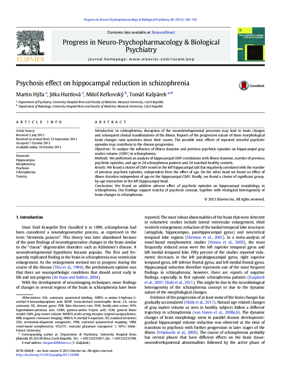 Psychosis effect on hippocampal reduction in schizophrenia