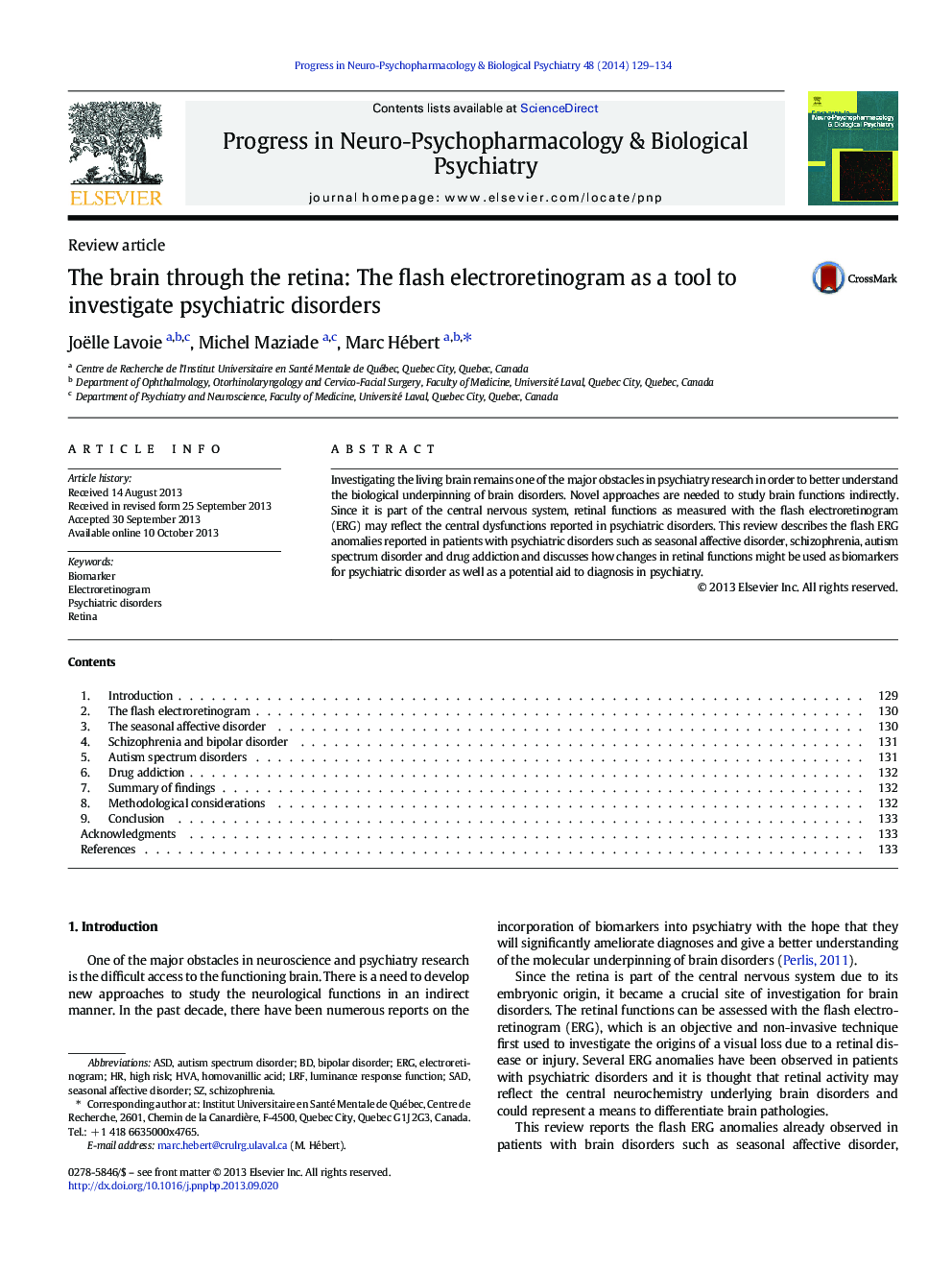 The brain through the retina: The flash electroretinogram as a tool to investigate psychiatric disorders