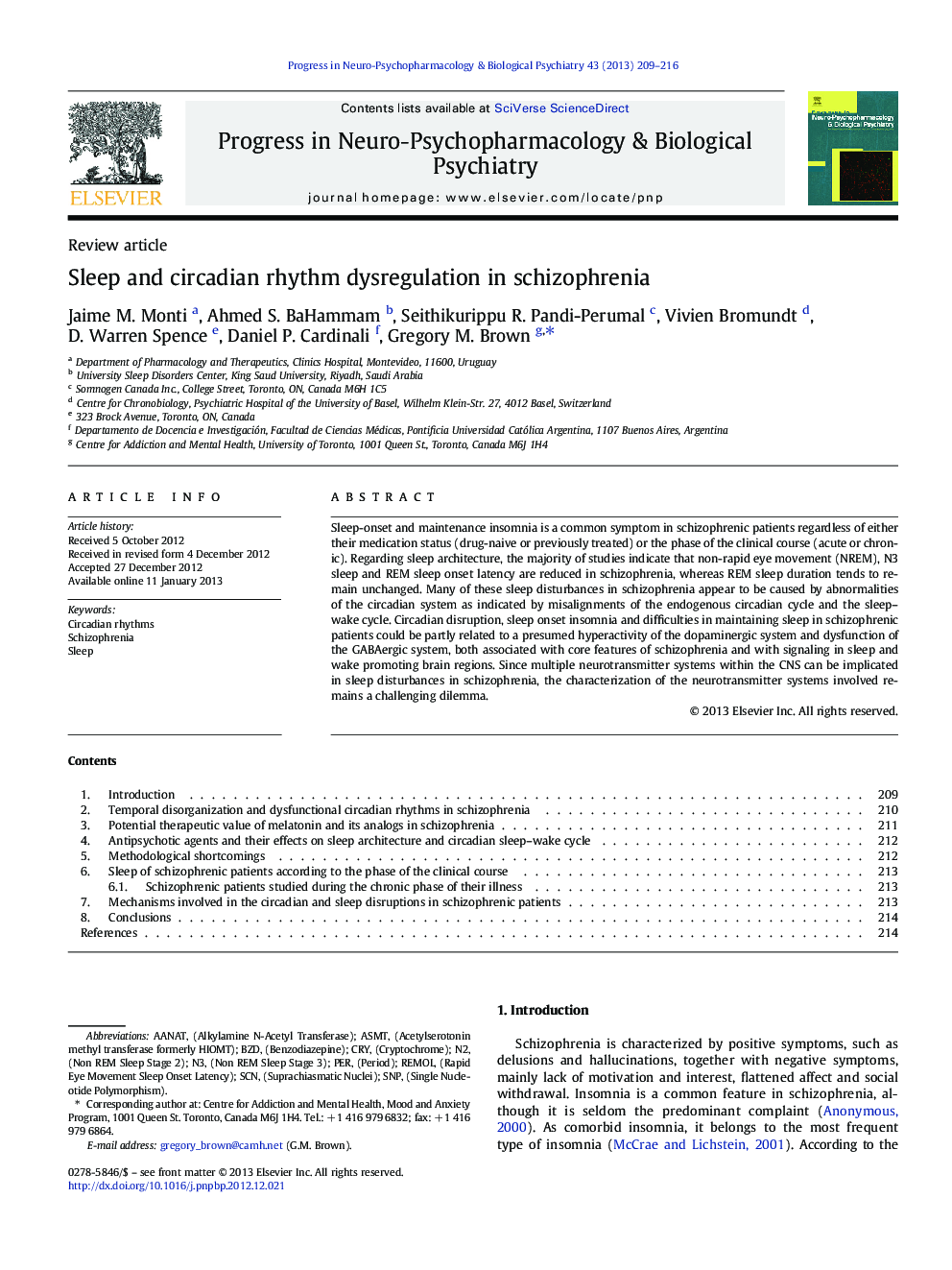 Review articleSleep and circadian rhythm dysregulation in schizophrenia