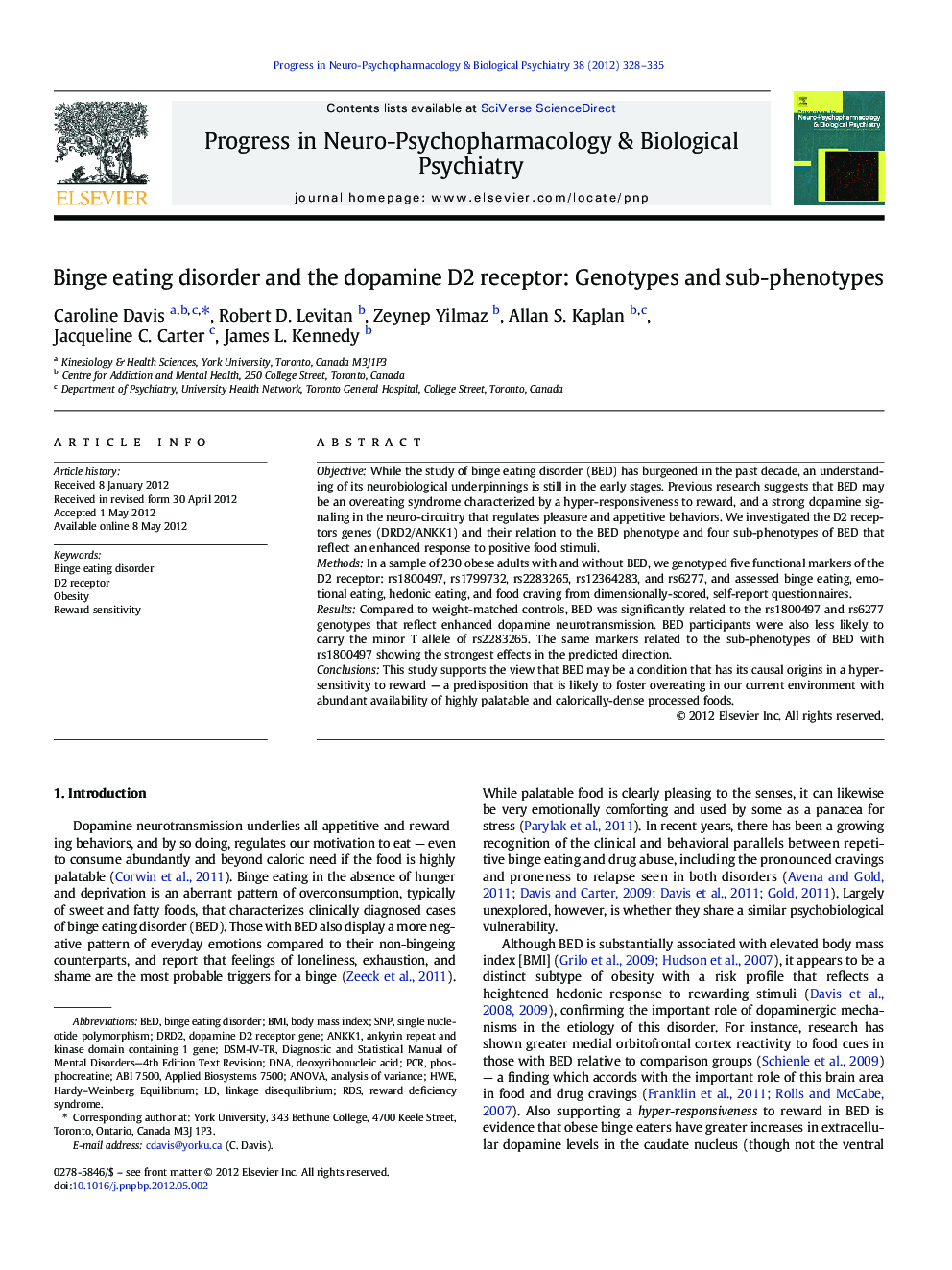 Binge eating disorder and the dopamine D2 receptor: Genotypes and sub-phenotypes