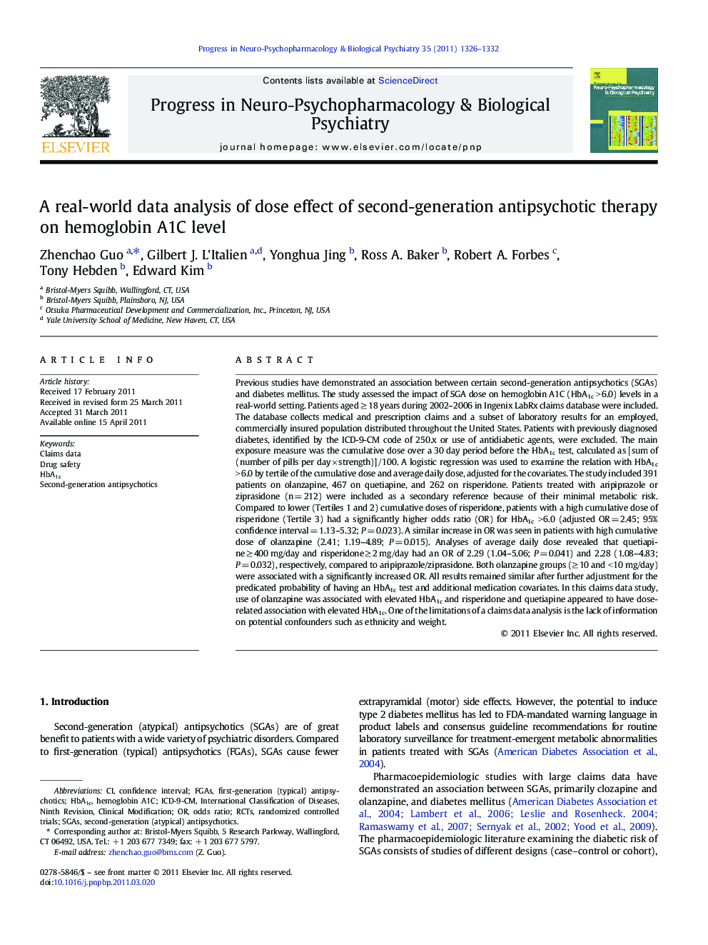 A real-world data analysis of dose effect of second-generation antipsychotic therapy on hemoglobin A1C level