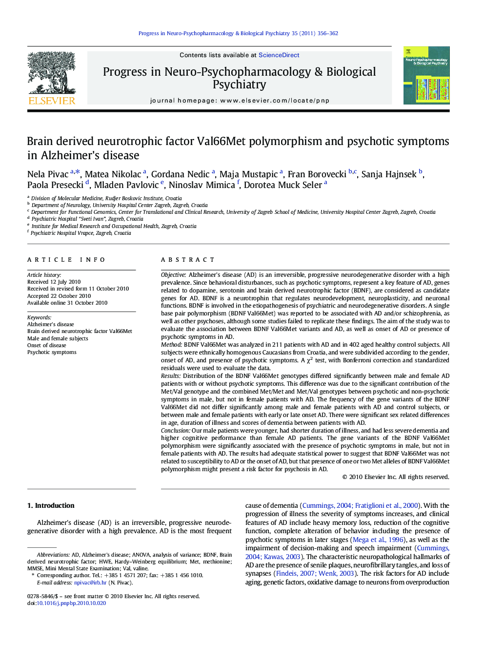 Brain derived neurotrophic factor Val66Met polymorphism and psychotic symptoms in Alzheimer's disease