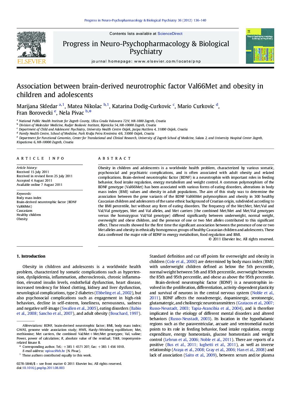 Association between brain-derived neurotrophic factor Val66Met and obesity in children and adolescents