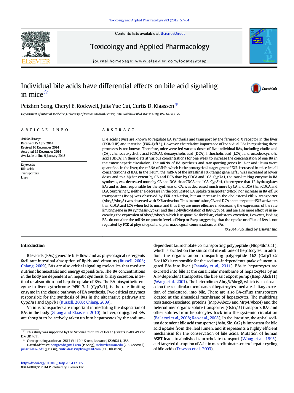 Individual bile acids have differential effects on bile acid signaling in mice