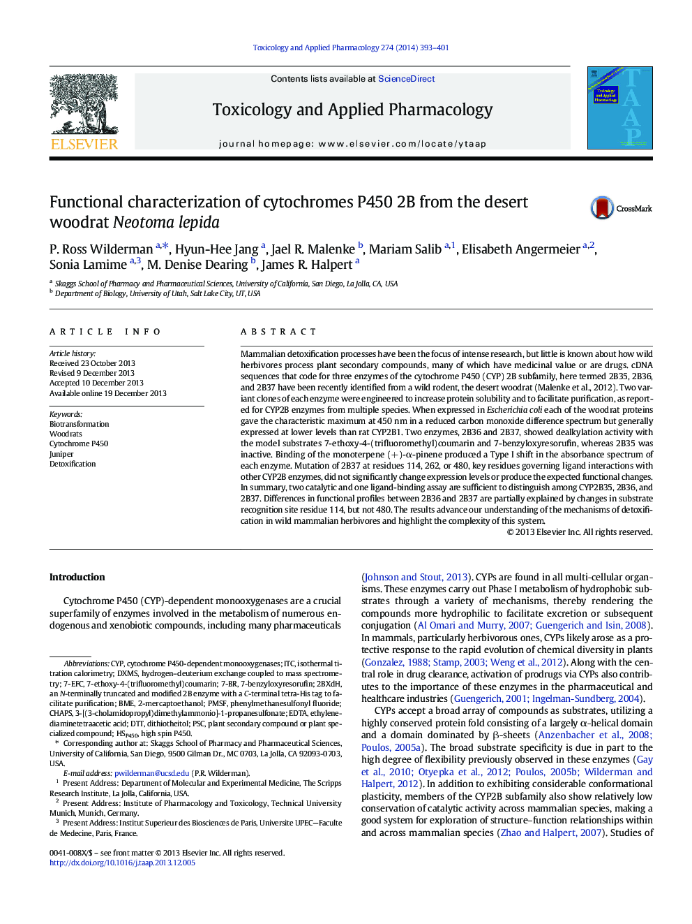 Functional characterization of cytochromes P450 2B from the desert woodrat Neotoma lepida