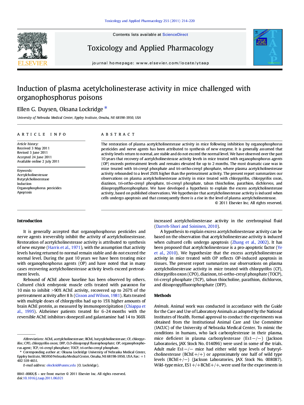 Induction of plasma acetylcholinesterase activity in mice challenged with organophosphorus poisons