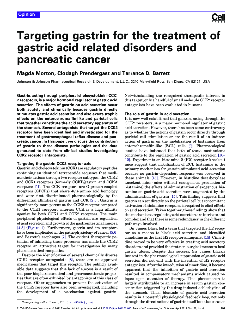 Targeting gastrin for the treatment of gastric acid related disorders and pancreatic cancer