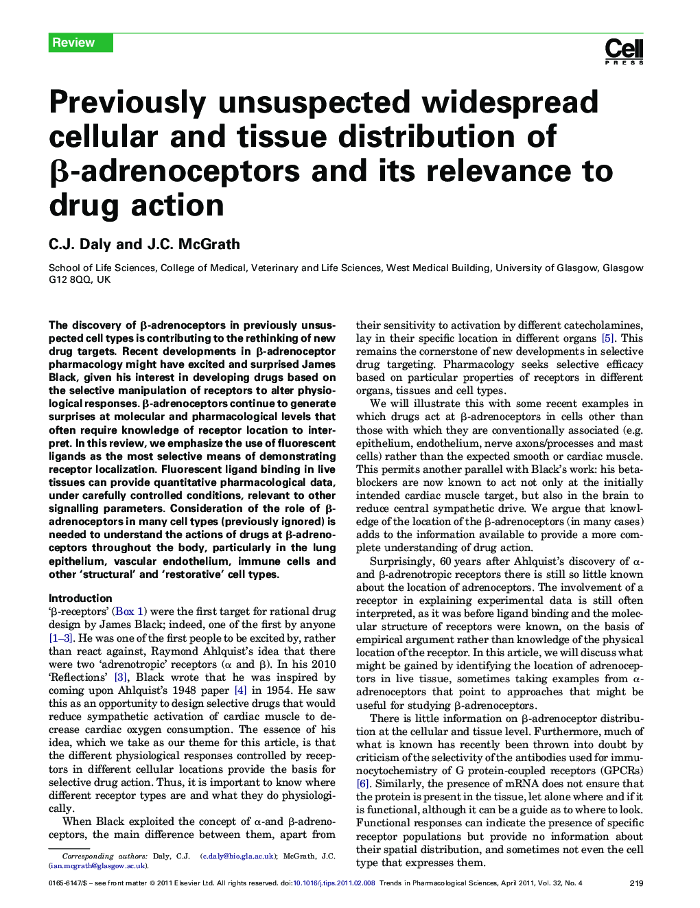 Previously unsuspected widespread cellular and tissue distribution of Î²-adrenoceptors and its relevance to drug action
