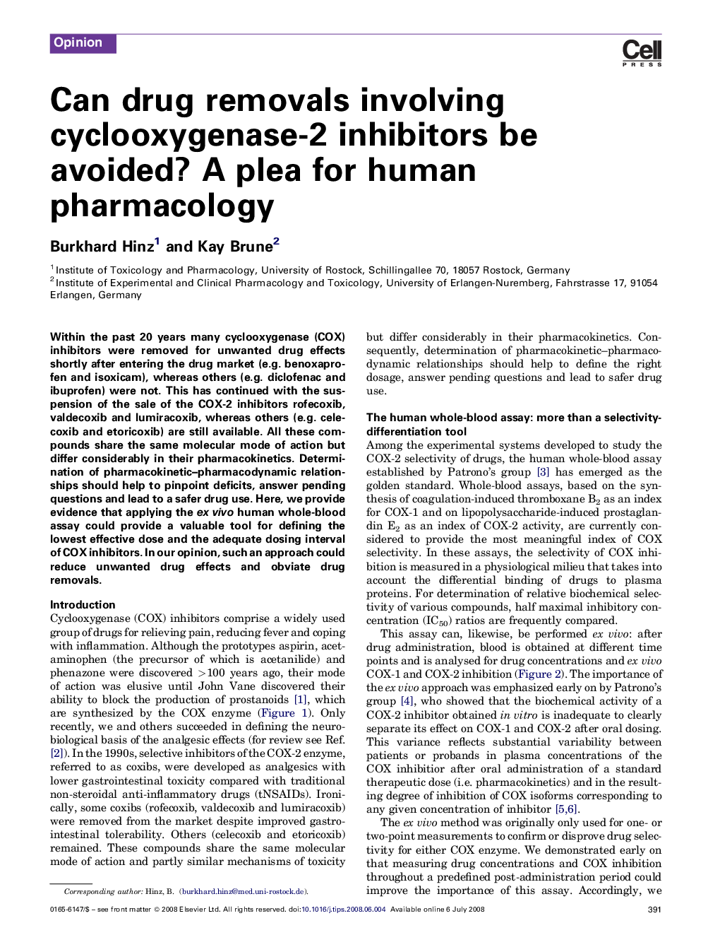 Can drug removals involving cyclooxygenase-2 inhibitors be avoided? A plea for human pharmacology
