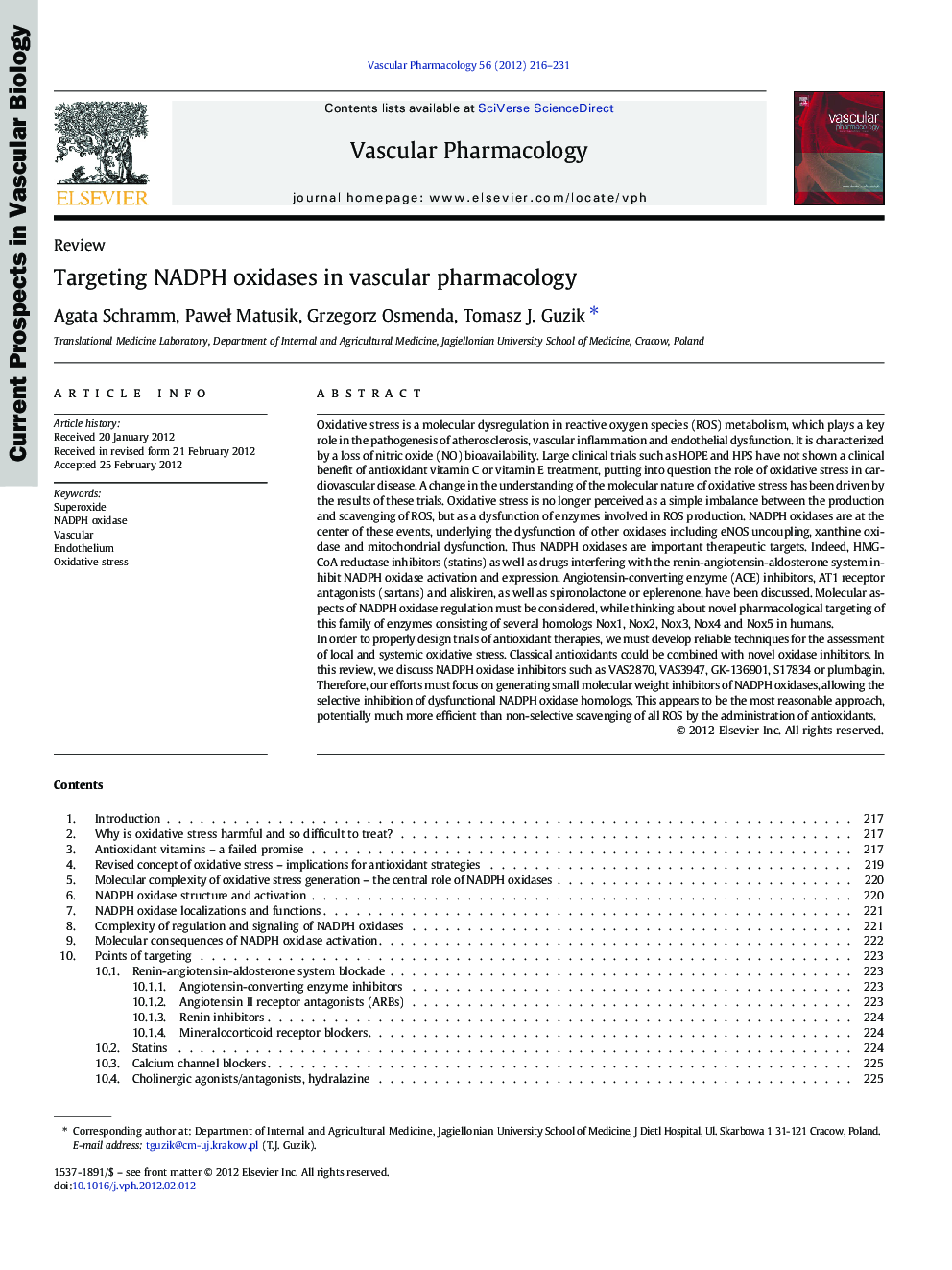 ReviewTargeting NADPH oxidases in vascular pharmacology