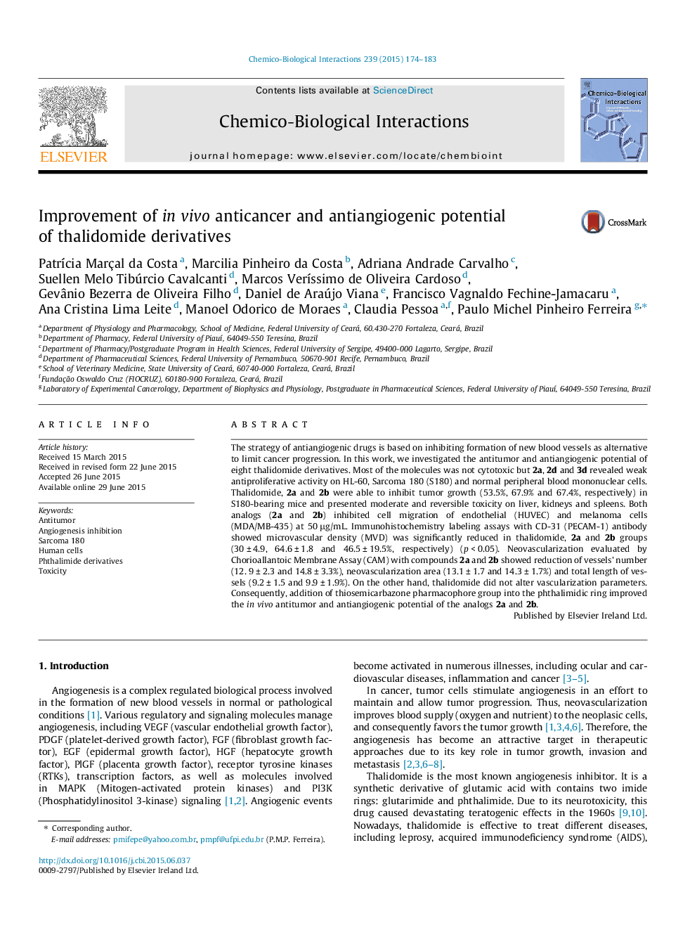 Improvement of in vivo anticancer and antiangiogenic potential of thalidomide derivatives