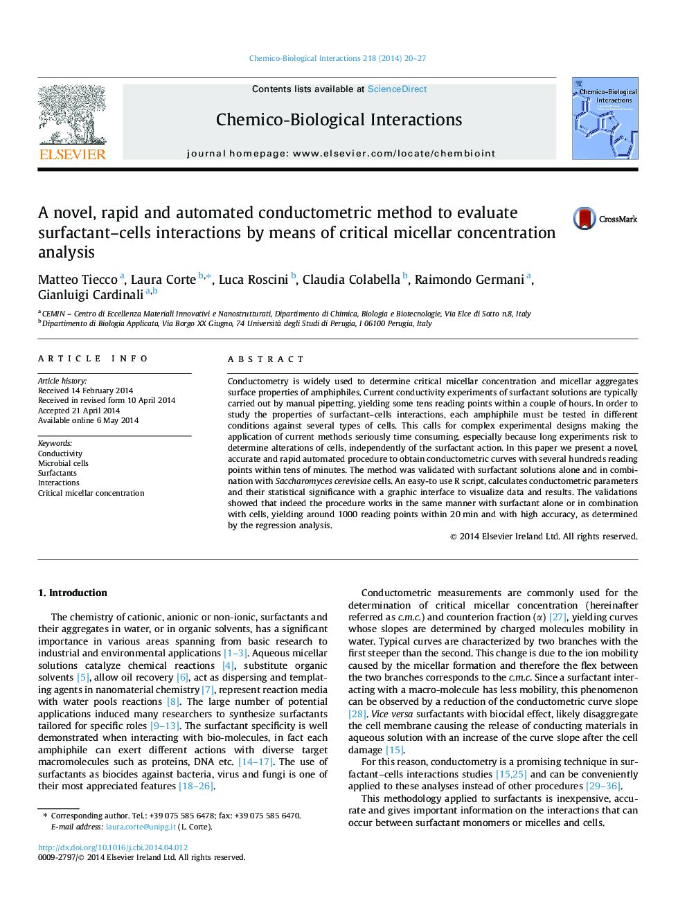 A novel, rapid and automated conductometric method to evaluate surfactant-cells interactions by means of critical micellar concentration analysis