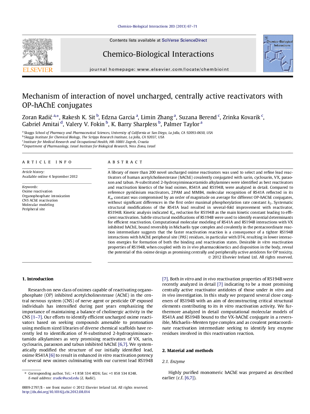 Mechanism of interaction of novel uncharged, centrally active reactivators with OP-hAChE conjugates