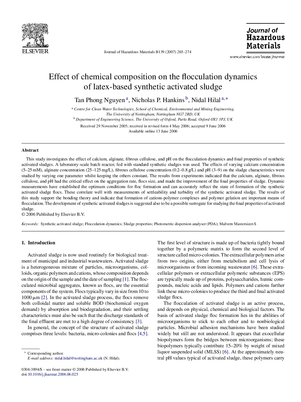 Effect of chemical composition on the flocculation dynamics of latex-based synthetic activated sludge