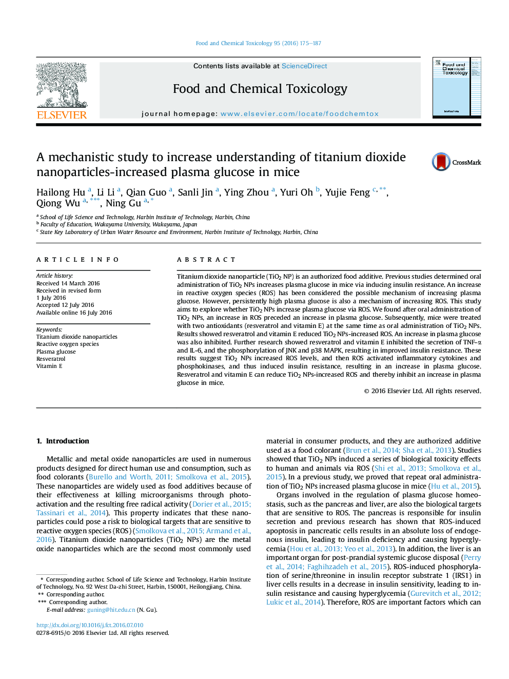 A mechanistic study to increase understanding of titanium dioxide nanoparticles-increased plasma glucose in mice