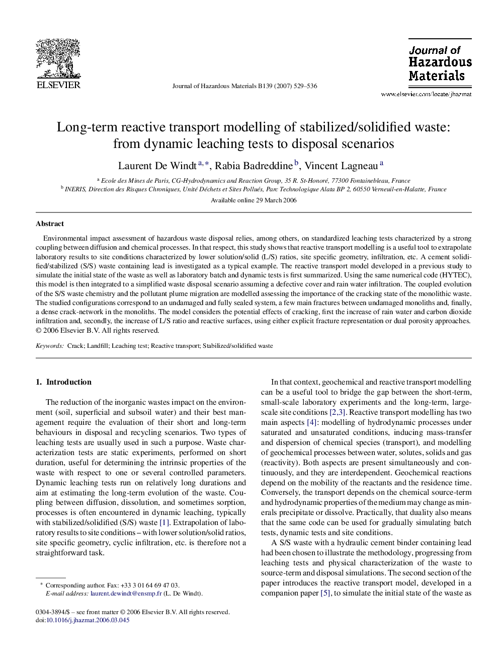 Long-term reactive transport modelling of stabilized/solidified waste: from dynamic leaching tests to disposal scenarios