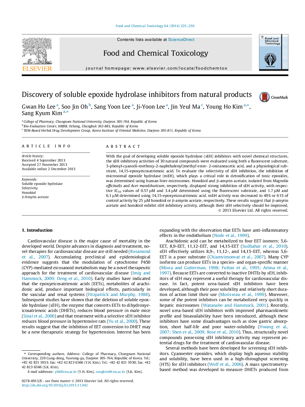 Discovery of soluble epoxide hydrolase inhibitors from natural products