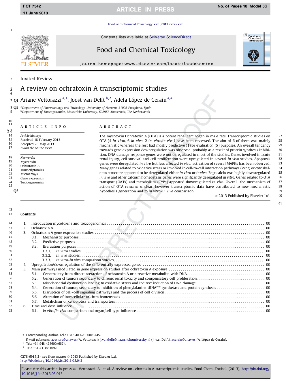 A review on ochratoxin A transcriptomic studies