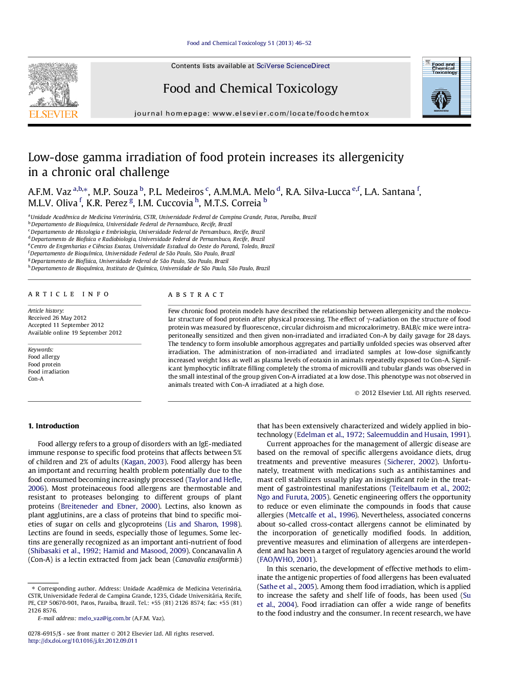 Low-dose gamma irradiation of food protein increases its allergenicity in a chronic oral challenge