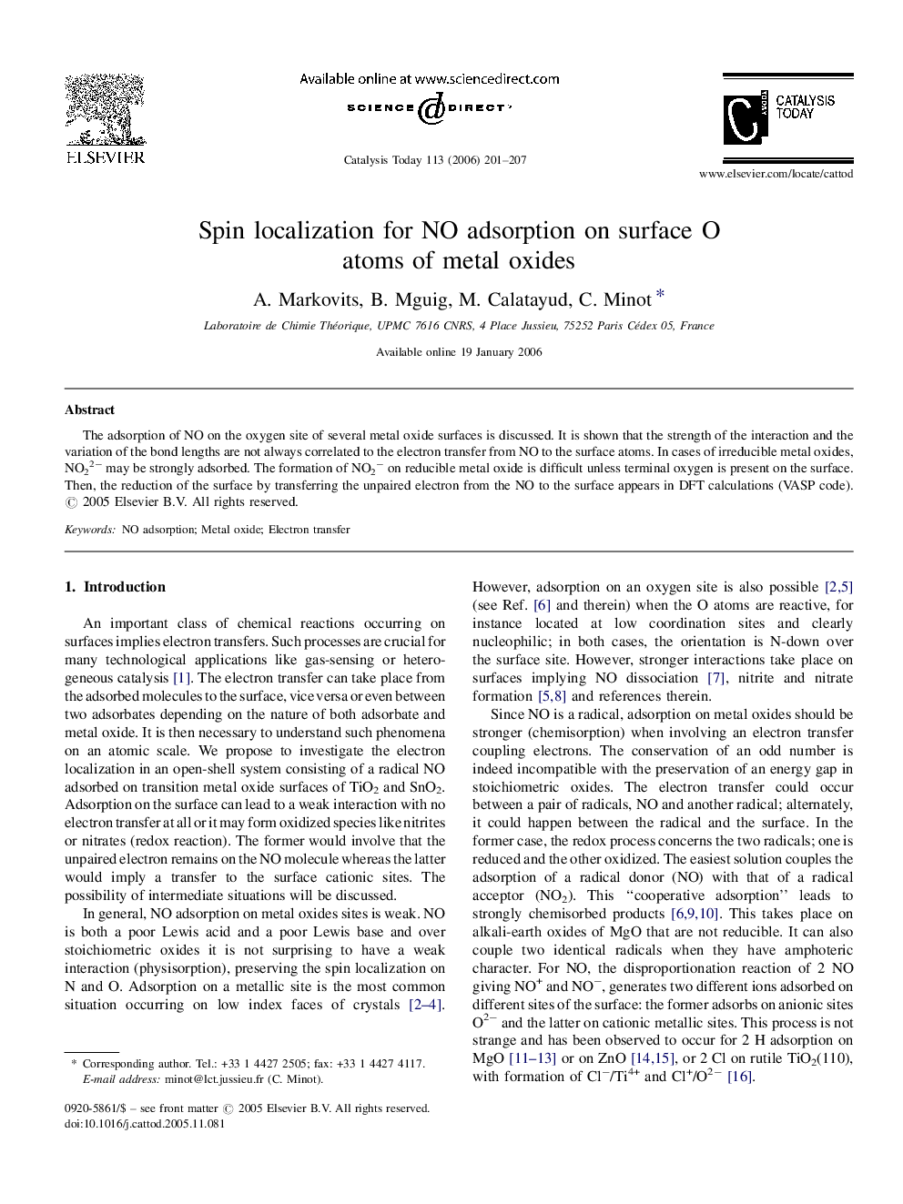 Spin localization for NO adsorption on surface O atoms of metal oxides