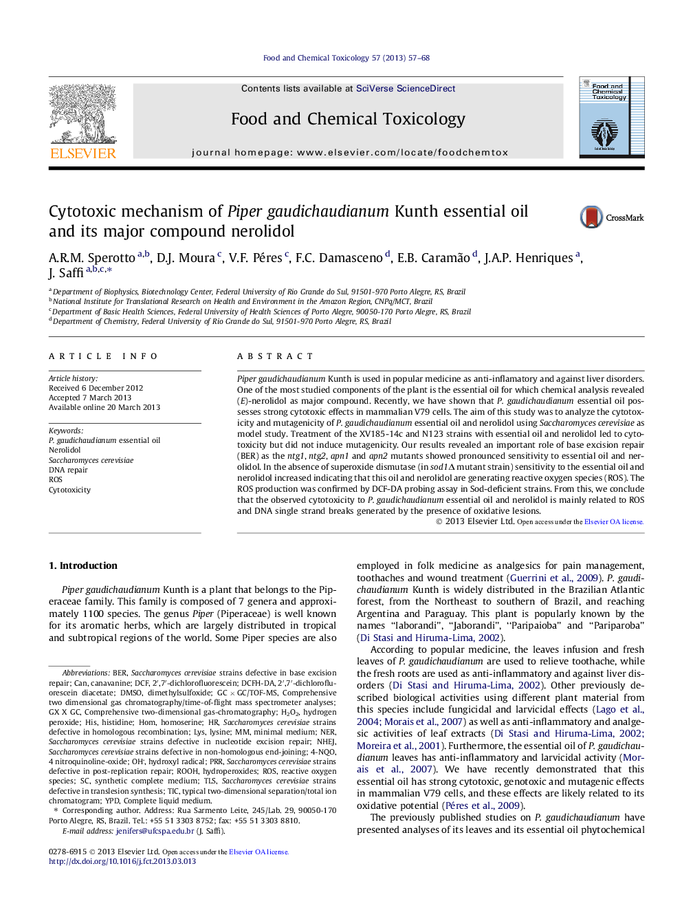 مکانیسم سیتوتوکسیک روغن اسانس کیک پپور گودوخودینوم و ترکیب اصلی آن نئیدیلول 