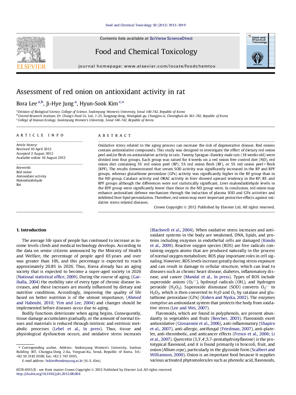 Assessment of red onion on antioxidant activity in rat