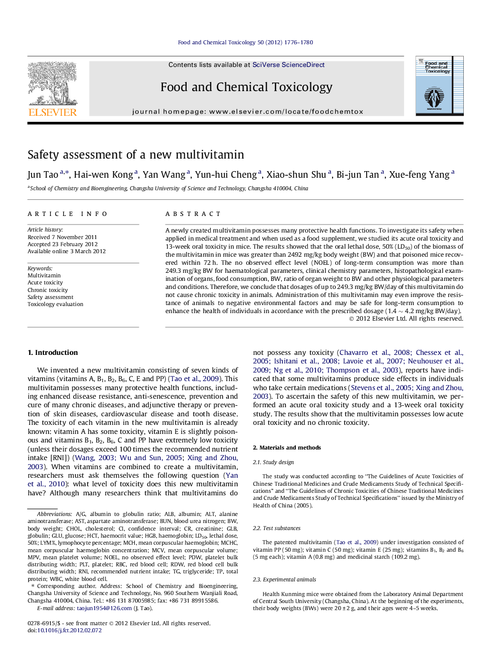 Safety assessment of a new multivitamin